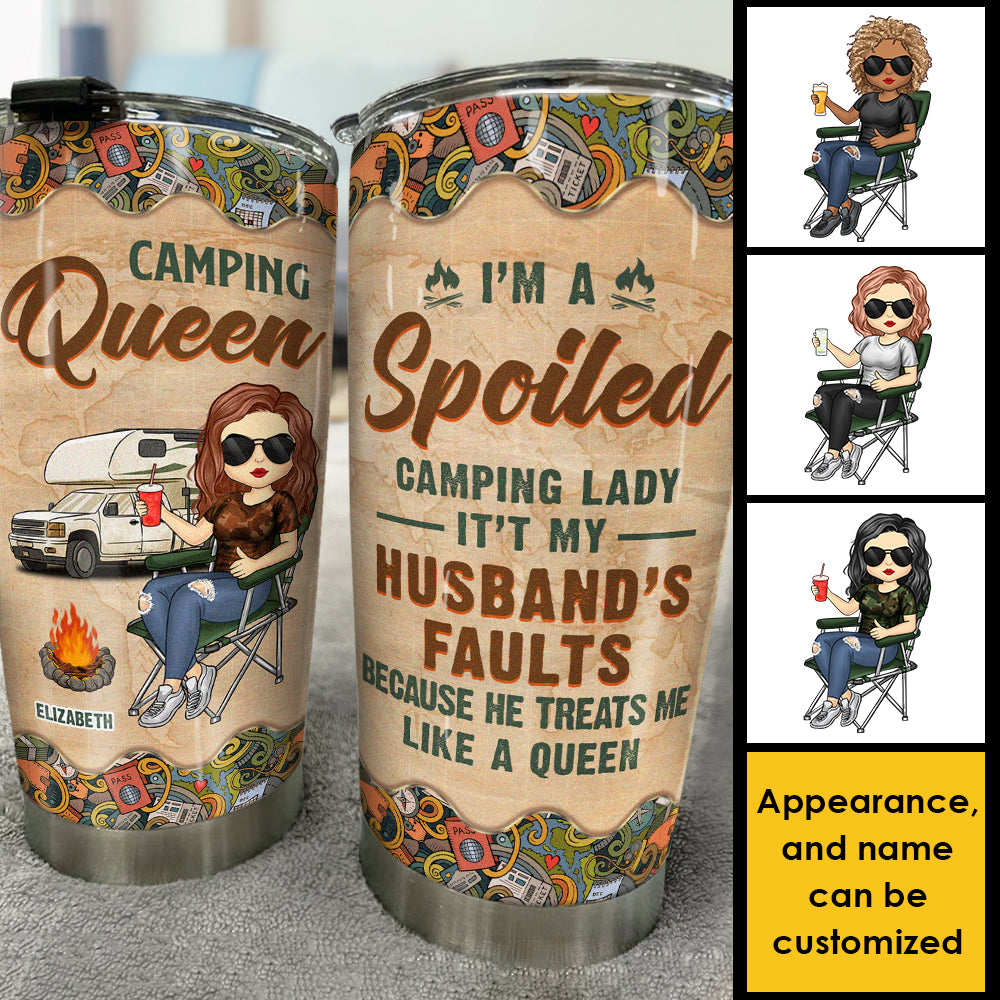Camping Queen - Gobelet personnalisé - Cadeau pour les amateurs de camping