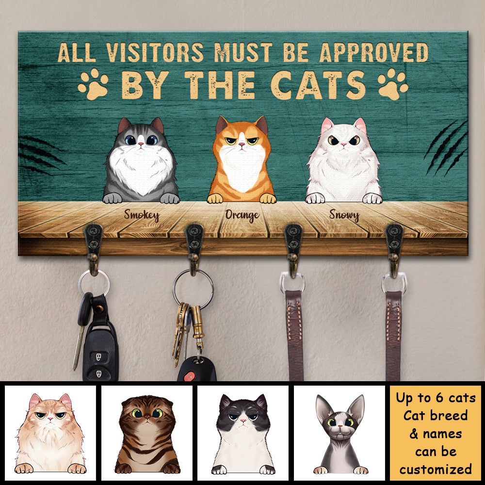 Tous les visiteurs doivent être approuvés par le chat - Porte-clés personnalisé, porte-clés - Cadeau pour les amoureux des chats