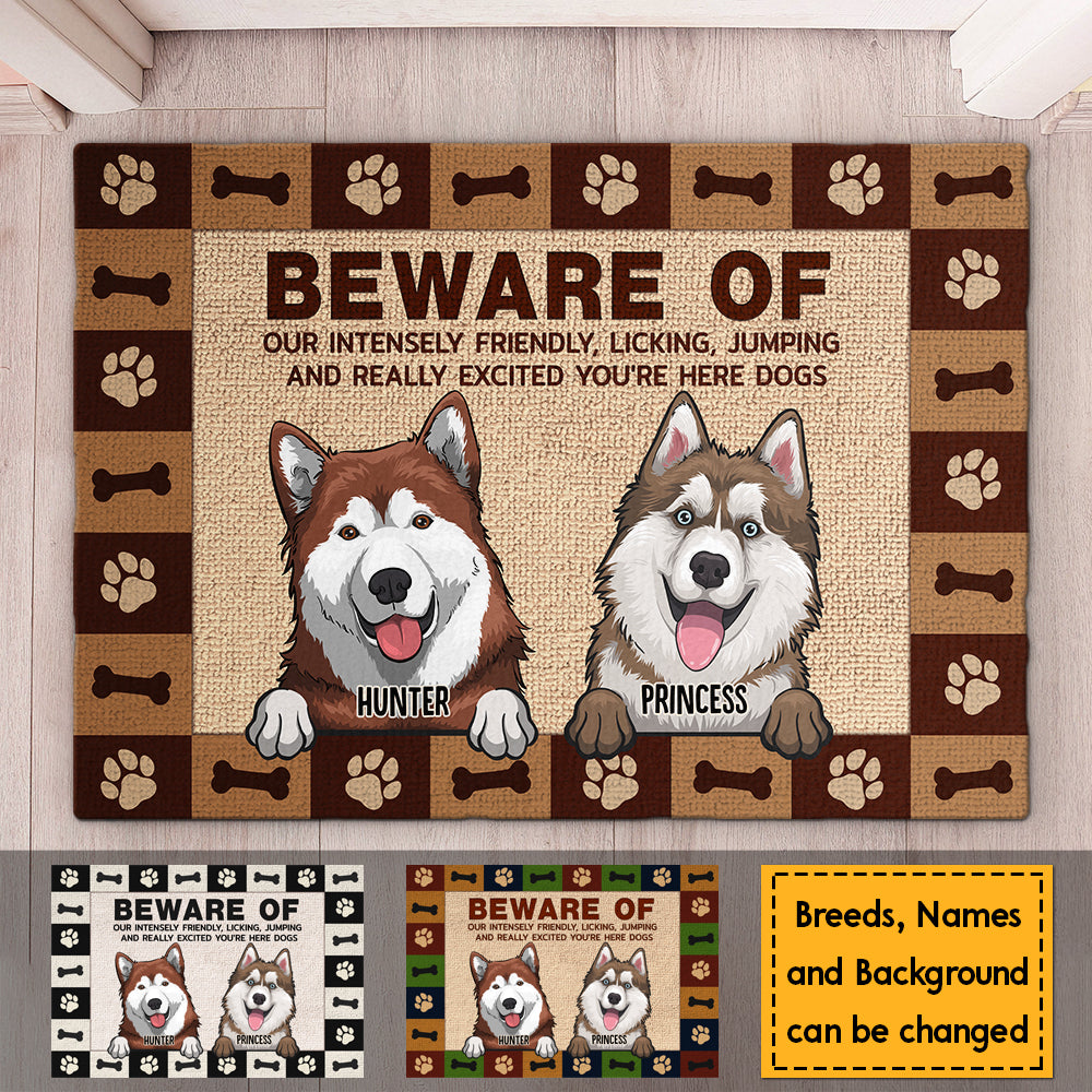 Beware Of Our Intensely - Personalized Decorative Mat - Gift For Dog Lovers, Dog Owners, Dog Gift, Gift For Pet Lovers