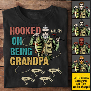 Hooked On Being Grandpa - Gift For Dad, Grandpa - Personalized Unisex T-Shirt, Hoodie