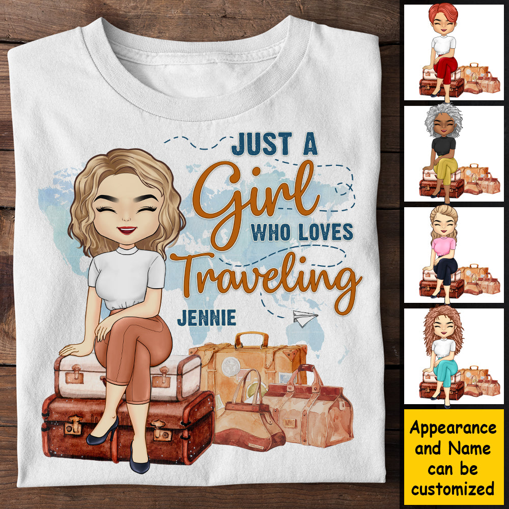 Juste une fille qui aime voyager - T-shirt et sweat à capuche unisexe personnalisé - Cadeau pour meilleure amie