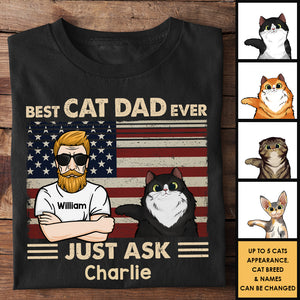 Meilleur papa chat de tous les temps - Just Ask Cats - Cadeau pour papa chat - T-shirt unisexe personnalisé, sweat à capuche