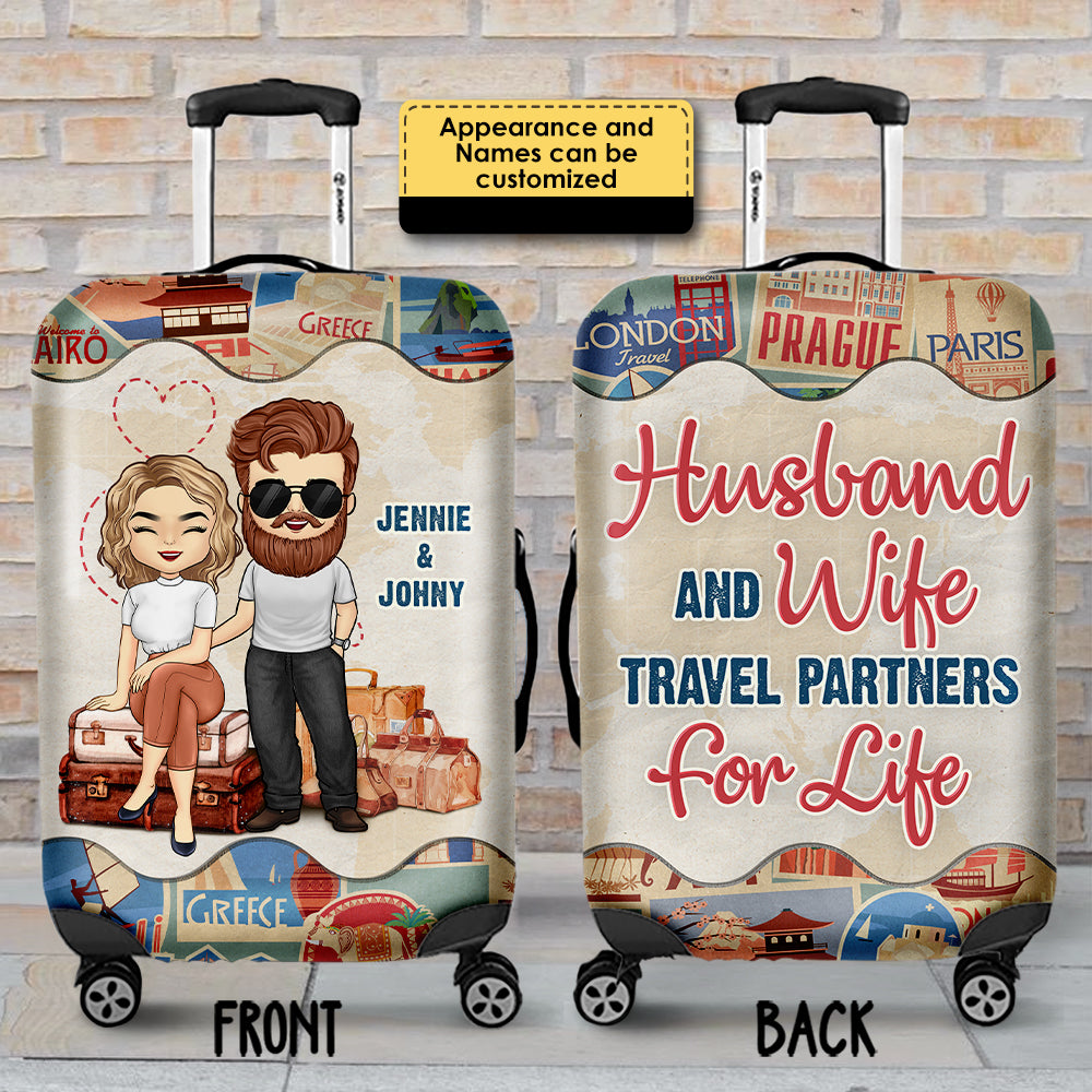 Partenaires de voyage pour la vie - Cadeau pour couple, mari et femme - Housse de bagage personnalisée