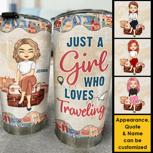 Une fille qui aime voyager - Gobelet personnalisé - Cadeau pour meilleure amie