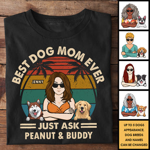 Meilleure maman de chien, demandez-lui simplement ! T-shirt et sweat à capuche unisexe personnalisé ! Cadeau pour les amoureux des animaux