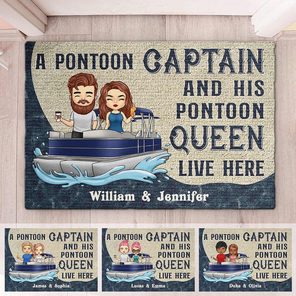 Un capitaine de ponton et sa reine de ponton - Tapis décoratif personnalisé - Cadeau pour couples, mari et femme