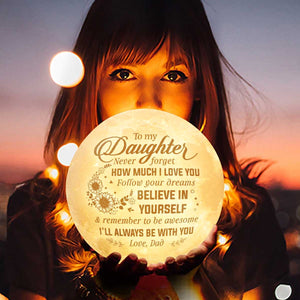 Je serai toujours avec toi - Lampe de lune - À ma fille, cadeau pour fille, cadeau de papa pour fille, cadeau d'anniversaire pour fille, cadeau de Noël