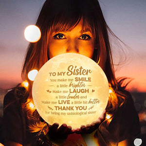 À ma sœur, tu me fais sourire un peu plus fort - Lampe de lune - Cadeau pour meilleure amie, meilleure amie, sœur, cadeau d'anniversaire pour meilleure amie et amie, cadeau de Noël