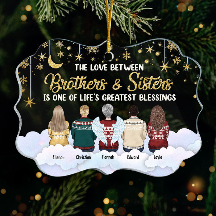 L'amour entre frères et sœurs - Décoration de Noël personnalisée en acrylique en forme de Benelux - Cadeau pour frères et sœurs, cadeau de Noël