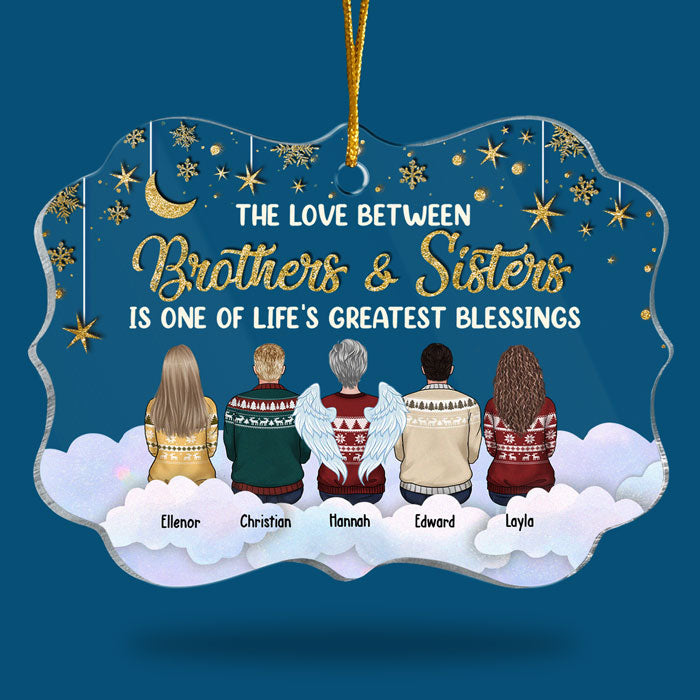 L'amour entre frères et sœurs - Décoration de Noël personnalisée en acrylique en forme de Benelux - Cadeau pour frères et sœurs, cadeau de Noël