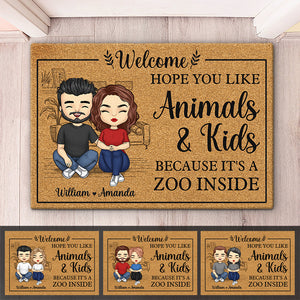 J'espère que vous aimez, c'est un zoo à l'intérieur - Tapis décoratif personnalisé pour couple - Cadeau pour mari et femme