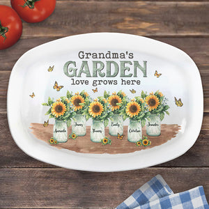 L'amour du jardin de grand-mère pousse ici - Plateau personnalisé familial - Cadeau de fête des mères et d'anniversaire pour grand-mère