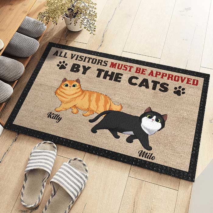Vous devez être approuvé par les chats - Tapis décoratif personnalisé pour chat - Cadeau pour les propriétaires d'animaux et les amoureux des animaux