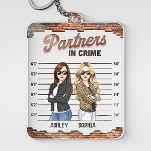 Partenaires de crime - Porte-clés rectangulaire personnalisé en acrylique - Cadeau pour meilleures amies, meilleures amies, sœurs