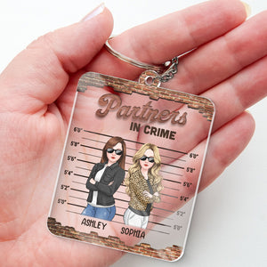 Partenaires de crime - Porte-clés rectangulaire personnalisé en acrylique - Cadeau pour meilleures amies, meilleures amies, sœurs