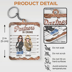 Partenaires de crime - Porte-clés rectangulaire personnalisé en acrylique - Cadeau pour meilleures amies, meilleures amies, sœurs