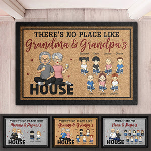 Bienvenue chez grand-mère et grand-père - Tapis décoratif personnalisé pour la famille - Cadeau pour grand-mère et grand-père