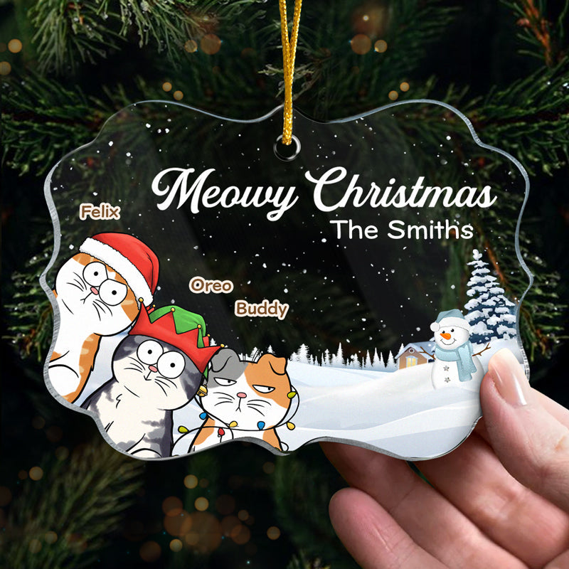 Nous vous souhaitons un joyeux Noël - Décoration personnalisée en forme de chat - Acrylique en forme de Benelux - Cadeau de Noël pour les propriétaires et les amoureux des animaux