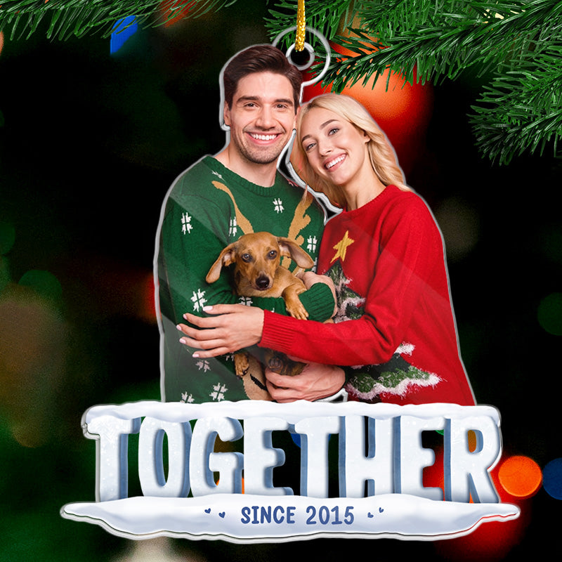 Photo personnalisée ensemble depuis - Ornement personnalisé pour couple - Forme personnalisée en acrylique - Cadeau de Noël pour mari et femme, anniversaire