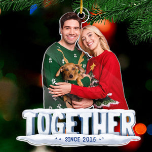 Photo personnalisée ensemble depuis - Ornement personnalisé pour couple - Forme personnalisée en acrylique - Cadeau de Noël pour mari et femme, anniversaire