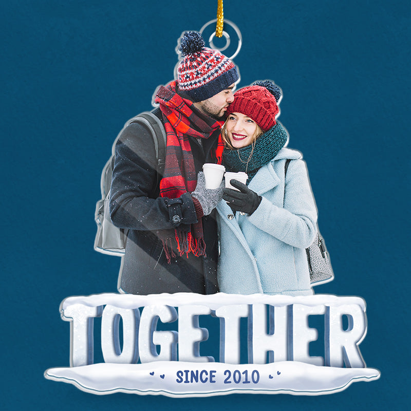 Photo personnalisée ensemble depuis - Ornement personnalisé pour couple - Forme personnalisée en acrylique - Cadeau de Noël pour mari et femme, anniversaire