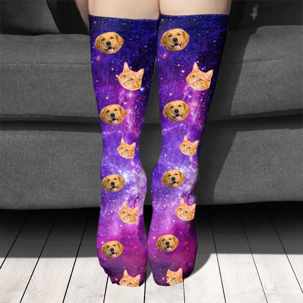 Colorful Galaxy - Upload Image, Gift For Pet Lovers - Personalized Socks