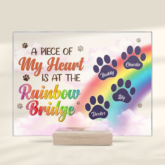 I Wish The Rainbow Bridge Had Visiting Hours, Dog Paws - Personalized Acrylic Plaque.