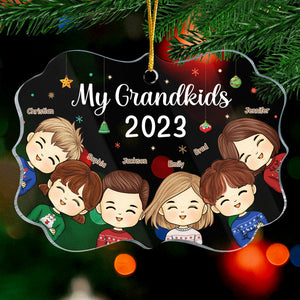 Mes petits-enfants me rendent heureux ! Décoration personnalisée pour la famille - Acrylique en forme de Benelux - Cadeau de Noël pour les membres de la famille