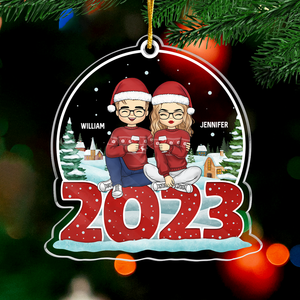 Cadeau de Noël pour un couple - Décoration personnalisée en acrylique en forme de boule à neige - Cadeau d'anniversaire pour mari et femme