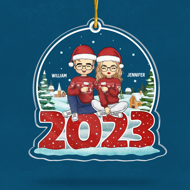 Cadeau de Noël pour un couple - Décoration personnalisée en acrylique en forme de boule à neige - Cadeau d'anniversaire pour mari et femme