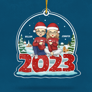 Cadeau de Noël pour un couple - Décoration personnalisée en acrylique en forme de boule à neige - Cadeau d'anniversaire pour mari et femme