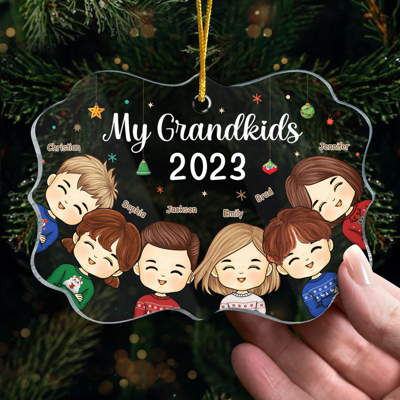 Mes petits-enfants me rendent heureux ! Décoration personnalisée pour la famille - Acrylique en forme de Benelux - Cadeau de Noël pour les membres de la famille