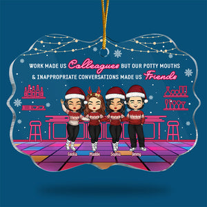 Work Made Us Colleagues - Coworker Personalized Custom Ornament - Acrylic Benelux Shaped - Christmas Gift For Coworkers, Work Friends, Colleagues
