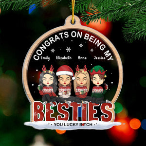 Life Is Happier With You - Bestie Personalized Custom Ornament - Acrylic Custom Shaped - Christmas Gift For Best Friends, BFF, Sisters